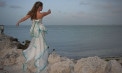 Elegant Luxurious Tropical Wedding Dress Ensemble - Look 1 back