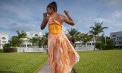 Flattering one shoulder beach wedding dress - Look Book for Aruba - Look 1 back