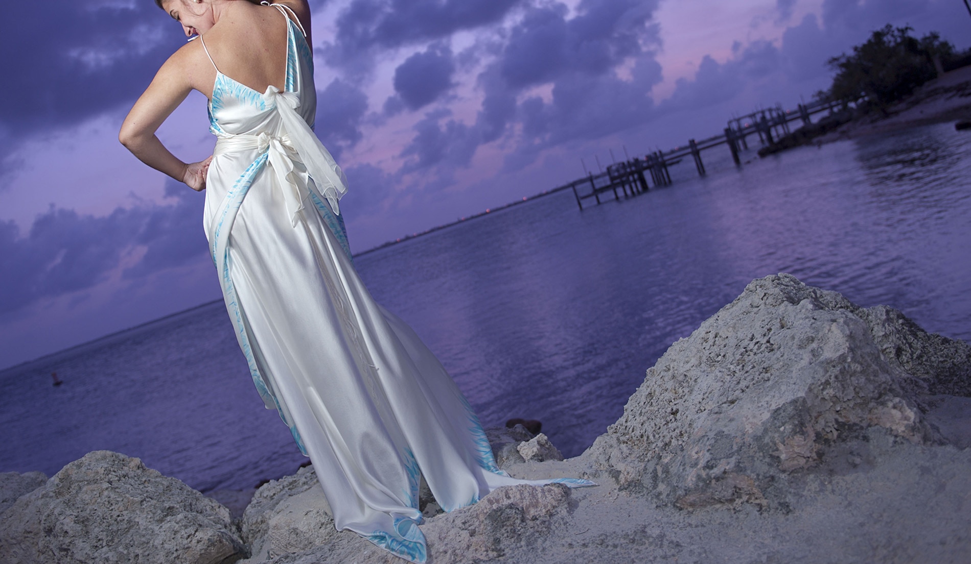 Deco Inspired Beach Theme Wedding Dress - Beatrice - Look 1 back