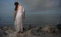 Luxe Layered modern beach wedding dresses - Look Book for Dawn - Look 1 back