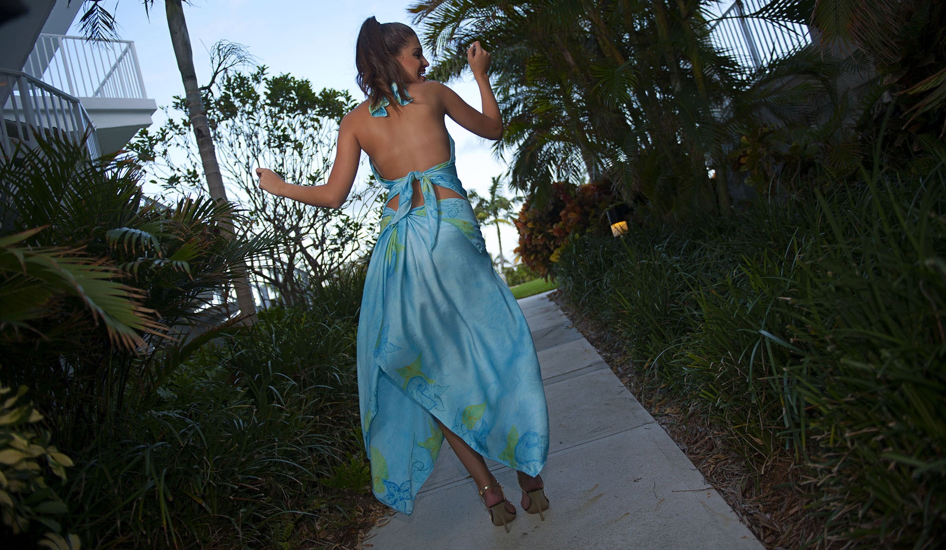 Asymmetric Destination Wedding Bold Bridesmaid Skirt Ensemble - Tobago - Look 1 back