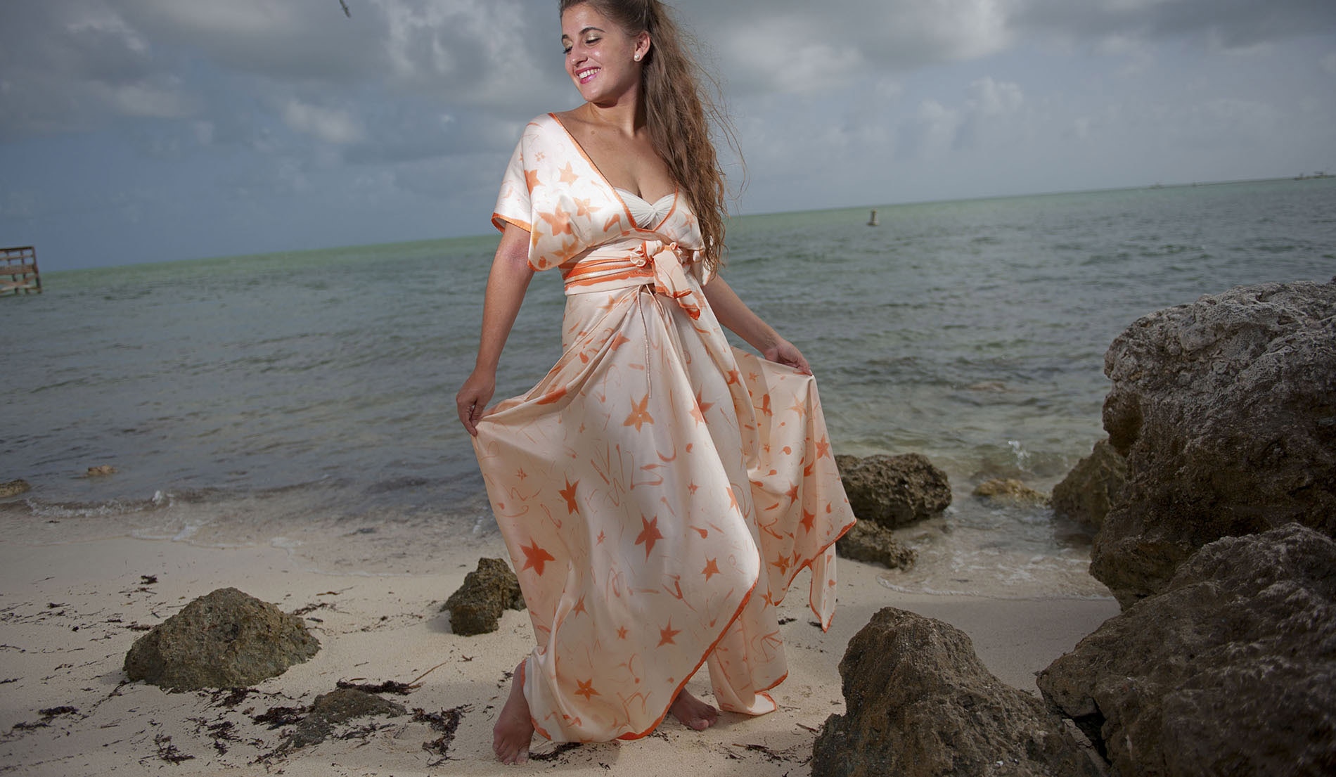 Convertible Flowy Beach Wedding Dress - Look 2 front