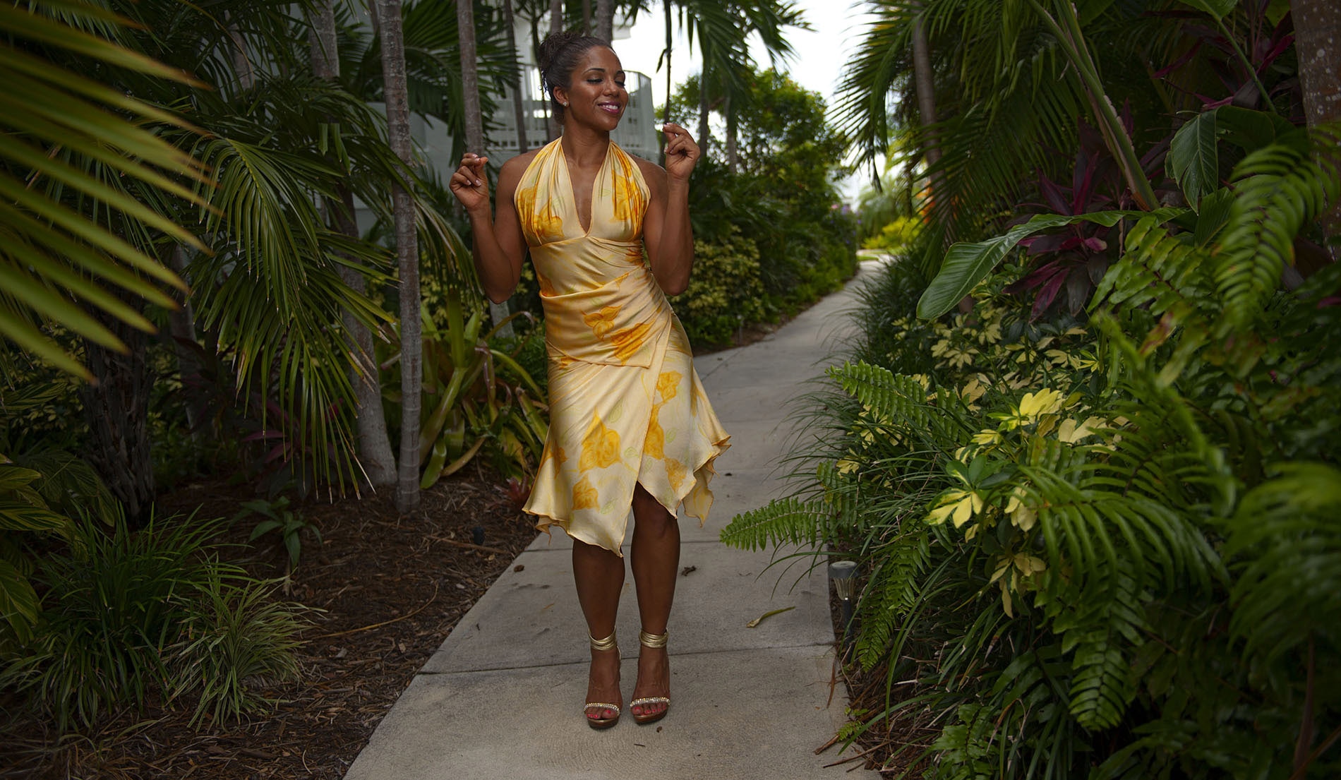 Tropical Handkerchief Hemline Bridesmaid Destination Skirt Ensemble - Puerto Rico - Look 2 front