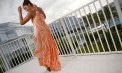 Free flowing one shoulder beach wedding dress - Look Book for Aruba - Look 3 back