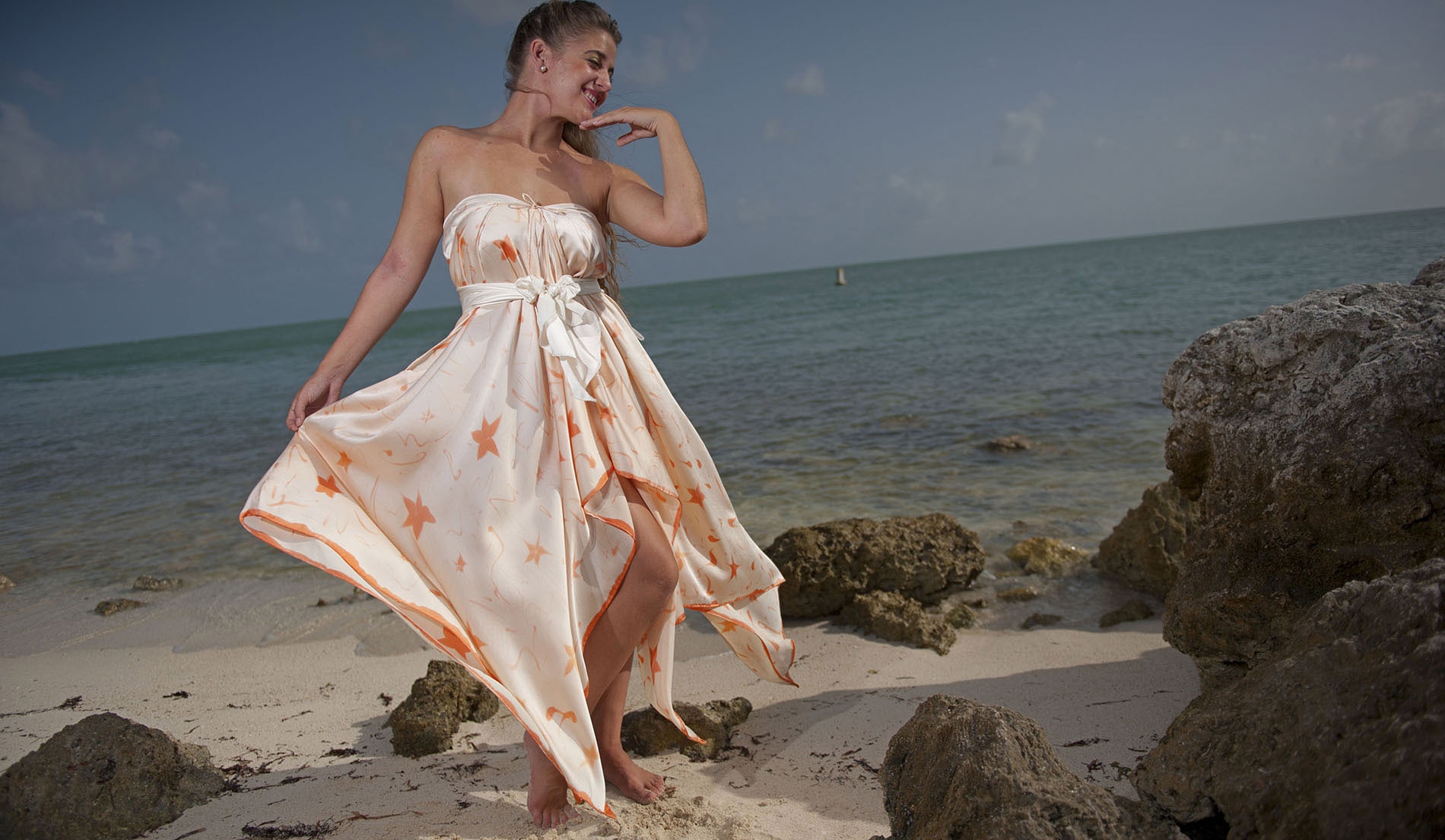 Empire Waist Flowy Beach Wedding Dress - Look 4 front
