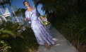 V Neck Kimono Luscious Silk Destination Bridesmaid Skirt Ensemble - Seychelles - Look 4 front