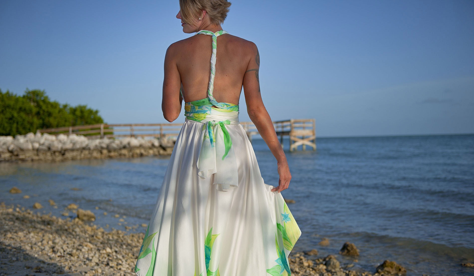 sweetheart halter Unique Beach Wedding Dresses - look 4 back