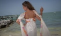Criss Cross Tropical Destination Wedding Veil - Look 6 back