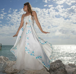 Blue & White Island Wedding Dress